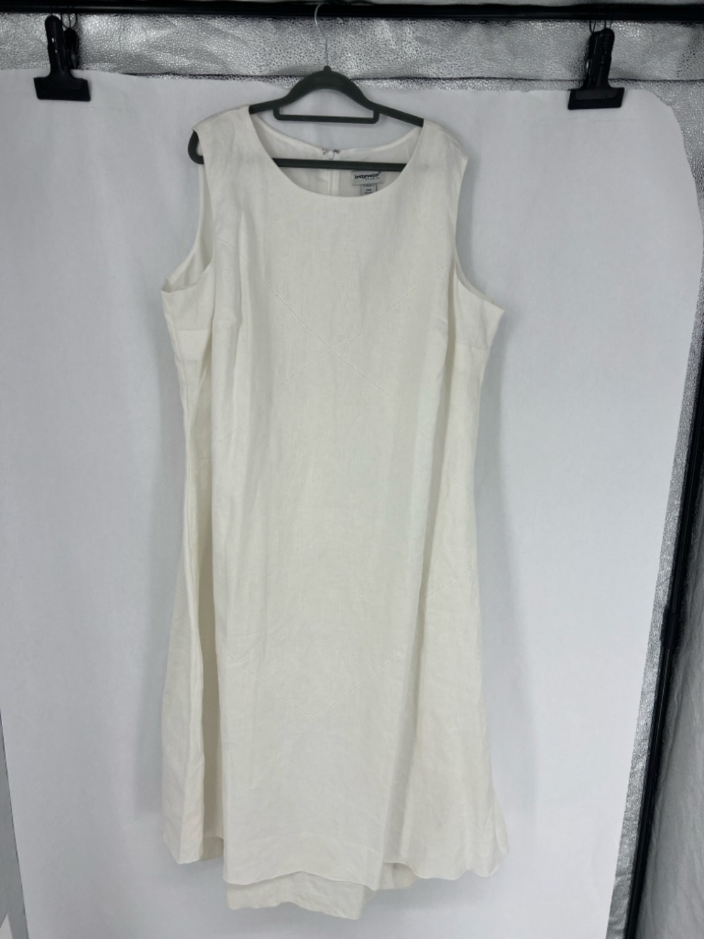 Bridgewater 100% linen lagenlook Sleeveless Cream Maxi Dress with Scoop Neckline